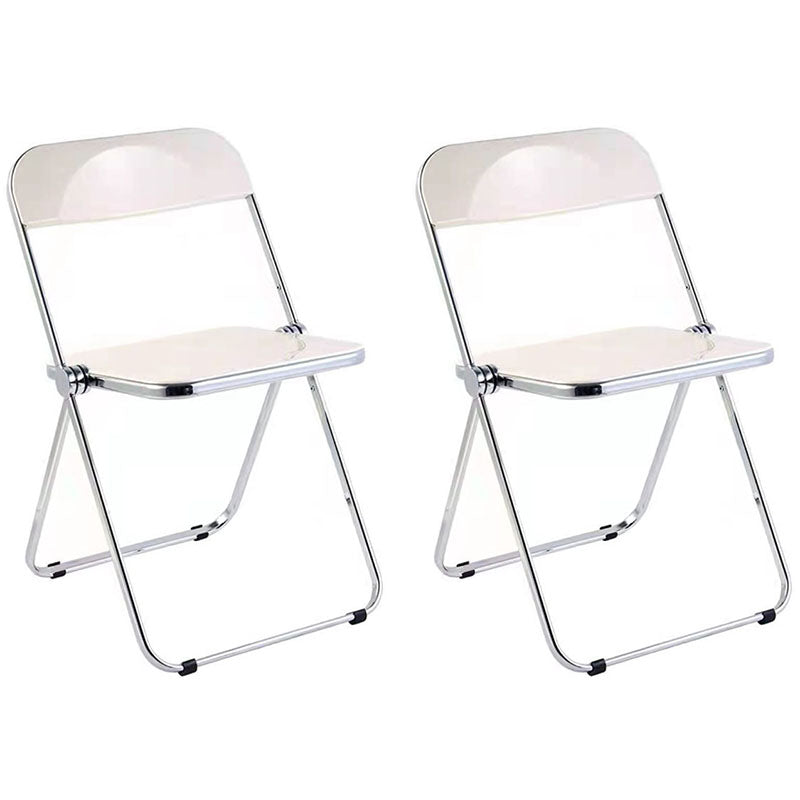 Industrial Style Plastic Dining Armless Chair Open Back Folding Side Chairs White 2 Piece Set Clearhalo ' kitchen&dining_furn' 'Dining Chairs' 'Dining Tables & Seating' 'dining_chair' 'furn' 'furn_dining_chair' 'Furniture' 'furniture_dining_chair' 'Kitchen & Dining Furniture' 'kitchen' 4155308