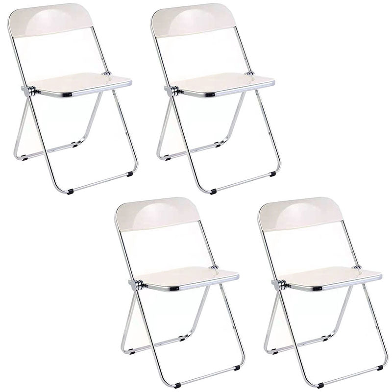 Industrial Style Plastic Dining Armless Chair Open Back Folding Side Chairs White 4 Piece Set Clearhalo ' kitchen&dining_furn' 'Dining Chairs' 'Dining Tables & Seating' 'dining_chair' 'furn' 'furn_dining_chair' 'Furniture' 'furniture_dining_chair' 'Kitchen & Dining Furniture' 'kitchen' 4155310