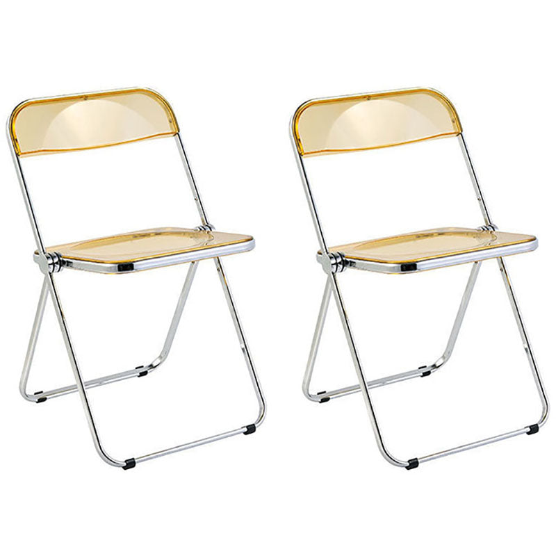 Industrial Style Plastic Dining Armless Chair Open Back Folding Side Chairs Yellow 2 Piece Set Clearhalo ' kitchen&dining_furn' 'Dining Chairs' 'Dining Tables & Seating' 'dining_chair' 'furn' 'furn_dining_chair' 'Furniture' 'furniture_dining_chair' 'Kitchen & Dining Furniture' 'kitchen' 4155314
