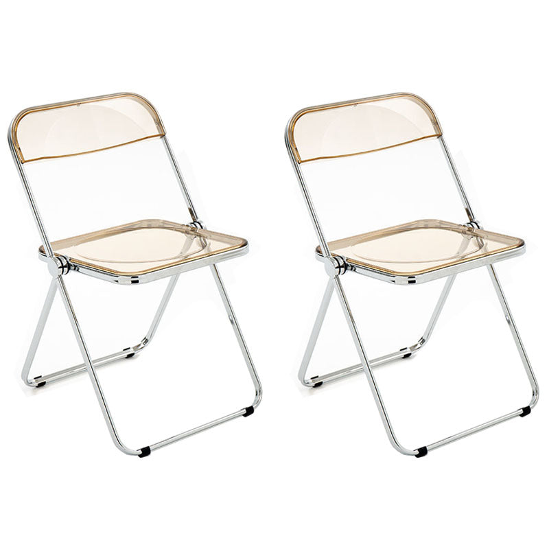 Industrial Style Plastic Dining Armless Chair Open Back Folding Side Chairs Amber 2 Piece Set Clearhalo ' kitchen&dining_furn' 'Dining Chairs' 'Dining Tables & Seating' 'dining_chair' 'furn' 'furn_dining_chair' 'Furniture' 'furniture_dining_chair' 'Kitchen & Dining Furniture' 'kitchen' 4155324