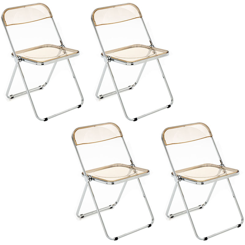Industrial Style Plastic Dining Armless Chair Open Back Folding Side Chairs Amber 4 Piece Set Clearhalo ' kitchen&dining_furn' 'Dining Chairs' 'Dining Tables & Seating' 'dining_chair' 'furn' 'furn_dining_chair' 'Furniture' 'furniture_dining_chair' 'Kitchen & Dining Furniture' 'kitchen' 4155325