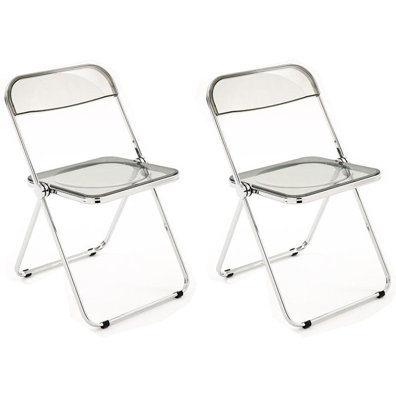 Industrial Style Plastic Dining Armless Chair Open Back Folding Side Chairs Smoke Gray 2 Piece Set Clearhalo ' kitchen&dining_furn' 'Dining Chairs' 'Dining Tables & Seating' 'dining_chair' 'furn' 'furn_dining_chair' 'Furniture' 'furniture_dining_chair' 'Kitchen & Dining Furniture' 'kitchen' 4155327