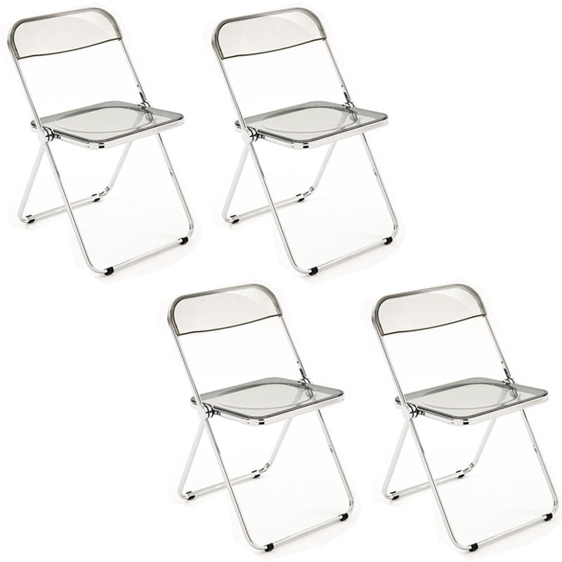 Industrial Style Plastic Dining Armless Chair Open Back Folding Side Chairs Smoke Gray 4 Piece Set Clearhalo ' kitchen&dining_furn' 'Dining Chairs' 'Dining Tables & Seating' 'dining_chair' 'furn' 'furn_dining_chair' 'Furniture' 'furniture_dining_chair' 'Kitchen & Dining Furniture' 'kitchen' 4155328