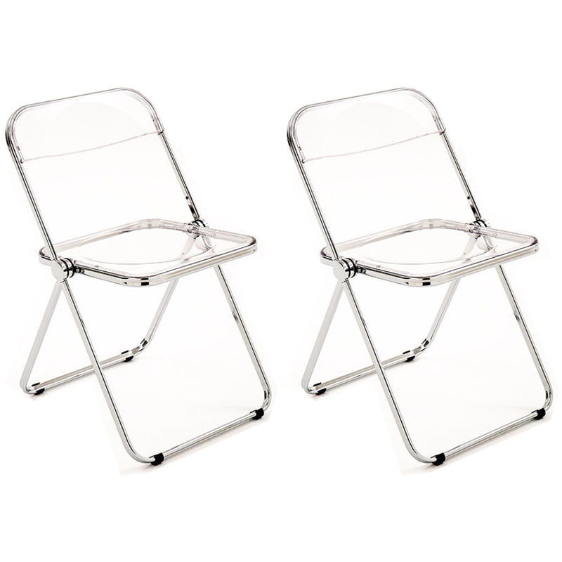 Industrial Style Plastic Dining Armless Chair Open Back Folding Side Chairs Clear 2 Piece Set Clearhalo ' kitchen&dining_furn' 'Dining Chairs' 'Dining Tables & Seating' 'dining_chair' 'furn' 'furn_dining_chair' 'Furniture' 'furniture_dining_chair' 'Kitchen & Dining Furniture' 'kitchen' 4155330