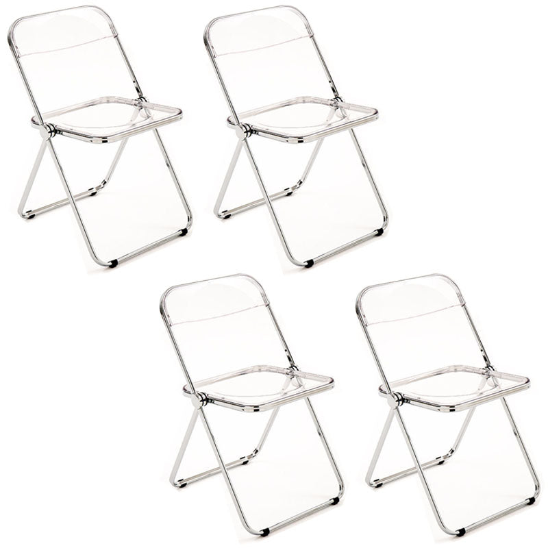 Industrial Style Plastic Dining Armless Chair Open Back Folding Side Chairs Clear 4 Piece Set Clearhalo ' kitchen&dining_furn' 'Dining Chairs' 'Dining Tables & Seating' 'dining_chair' 'furn' 'furn_dining_chair' 'Furniture' 'furniture_dining_chair' 'Kitchen & Dining Furniture' 'kitchen' 4155331