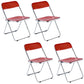 Industrial Style Plastic Dining Armless Chair Open Back Folding Side Chairs Red 4 Piece Set Clearhalo ' kitchen&dining_furn' 'Dining Chairs' 'Dining Tables & Seating' 'dining_chair' 'furn' 'furn_dining_chair' 'Furniture' 'furniture_dining_chair' 'Kitchen & Dining Furniture' 'kitchen' 4155334