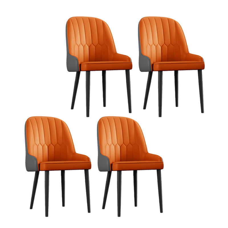 Scandinavian Style Metal Chairs Set Dining Room Kitchen Parsons Chairs Orange 4 Piece Set Black Clearhalo ' kitchen&dining_furn' 'Dining Chairs' 'Dining Tables & Seating' 'dining_chair' 'furn' 'furn_dining_chair' 'Furniture' 'furniture_dining_chair' 'Kitchen & Dining Furniture' 'kitchen' 4155356