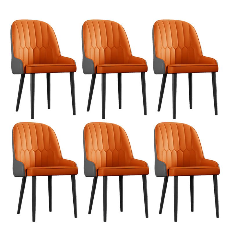 Scandinavian Style Metal Chairs Set Dining Room Kitchen Parsons Chairs Orange 6 Piece Set Black Clearhalo ' kitchen&dining_furn' 'Dining Chairs' 'Dining Tables & Seating' 'dining_chair' 'furn' 'furn_dining_chair' 'Furniture' 'furniture_dining_chair' 'Kitchen & Dining Furniture' 'kitchen' 4155358