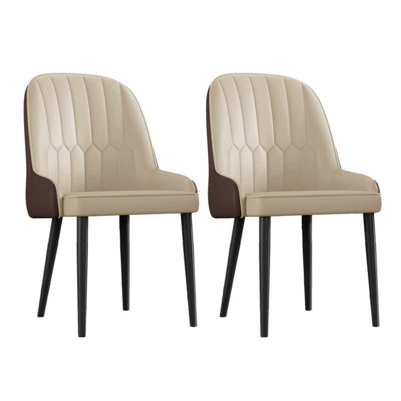 Scandinavian Style Metal Chairs Set Dining Room Kitchen Parsons Chairs Beige 2 Piece Set Black Clearhalo ' kitchen&dining_furn' 'Dining Chairs' 'Dining Tables & Seating' 'dining_chair' 'furn' 'furn_dining_chair' 'Furniture' 'furniture_dining_chair' 'Kitchen & Dining Furniture' 'kitchen' 4155365