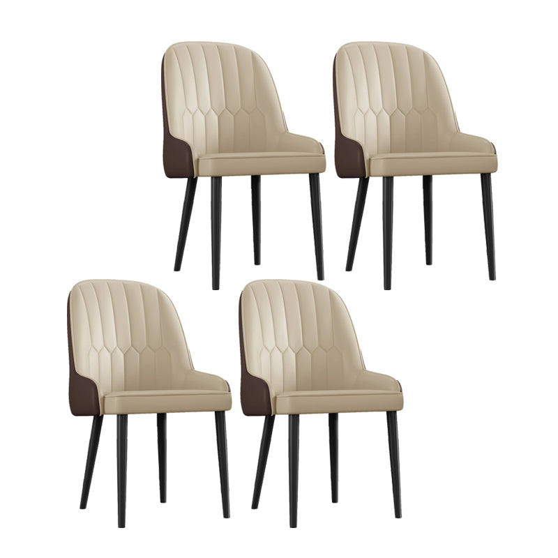 Scandinavian Style Metal Chairs Set Dining Room Kitchen Parsons Chairs Beige 4 Piece Set Black Clearhalo ' kitchen&dining_furn' 'Dining Chairs' 'Dining Tables & Seating' 'dining_chair' 'furn' 'furn_dining_chair' 'Furniture' 'furniture_dining_chair' 'Kitchen & Dining Furniture' 'kitchen' 4155366