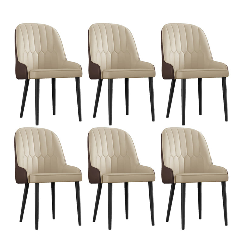 Scandinavian Style Metal Chairs Set Dining Room Kitchen Parsons Chairs Beige 6 Piece Set Black Clearhalo ' kitchen&dining_furn' 'Dining Chairs' 'Dining Tables & Seating' 'dining_chair' 'furn' 'furn_dining_chair' 'Furniture' 'furniture_dining_chair' 'Kitchen & Dining Furniture' 'kitchen' 4155367