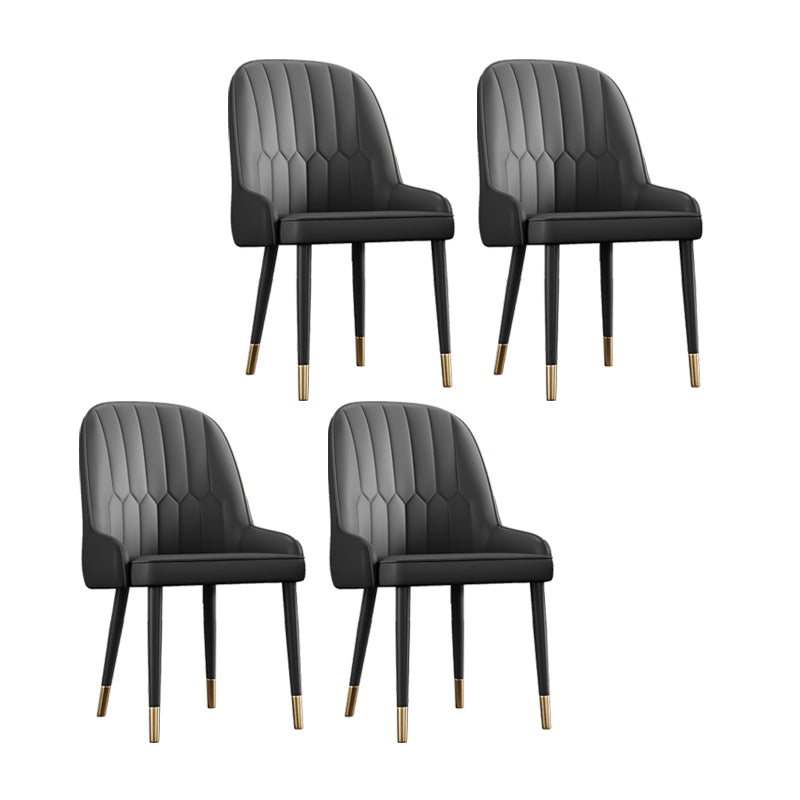 Scandinavian Style Metal Chairs Set Dining Room Kitchen Parsons Chairs Black 4 Piece Set Brass Gold Clearhalo ' kitchen&dining_furn' 'Dining Chairs' 'Dining Tables & Seating' 'dining_chair' 'furn' 'furn_dining_chair' 'Furniture' 'furniture_dining_chair' 'Kitchen & Dining Furniture' 'kitchen' 4155369
