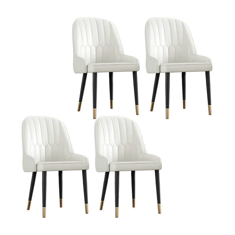 Scandinavian Style Metal Chairs Set Dining Room Kitchen Parsons Chairs White 4 Piece Set Brass Gold Clearhalo ' kitchen&dining_furn' 'Dining Chairs' 'Dining Tables & Seating' 'dining_chair' 'furn' 'furn_dining_chair' 'Furniture' 'furniture_dining_chair' 'Kitchen & Dining Furniture' 'kitchen' 4155375