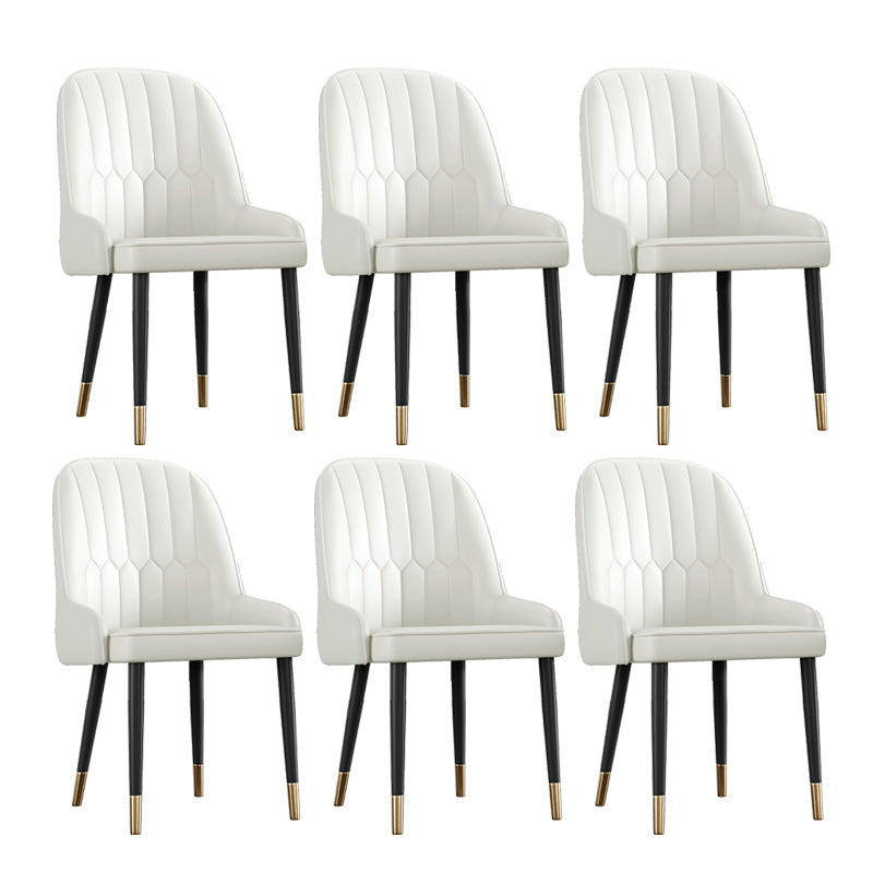 Scandinavian Style Metal Chairs Set Dining Room Kitchen Parsons Chairs White 6 Piece Set Brass Gold Clearhalo ' kitchen&dining_furn' 'Dining Chairs' 'Dining Tables & Seating' 'dining_chair' 'furn' 'furn_dining_chair' 'Furniture' 'furniture_dining_chair' 'Kitchen & Dining Furniture' 'kitchen' 4155376
