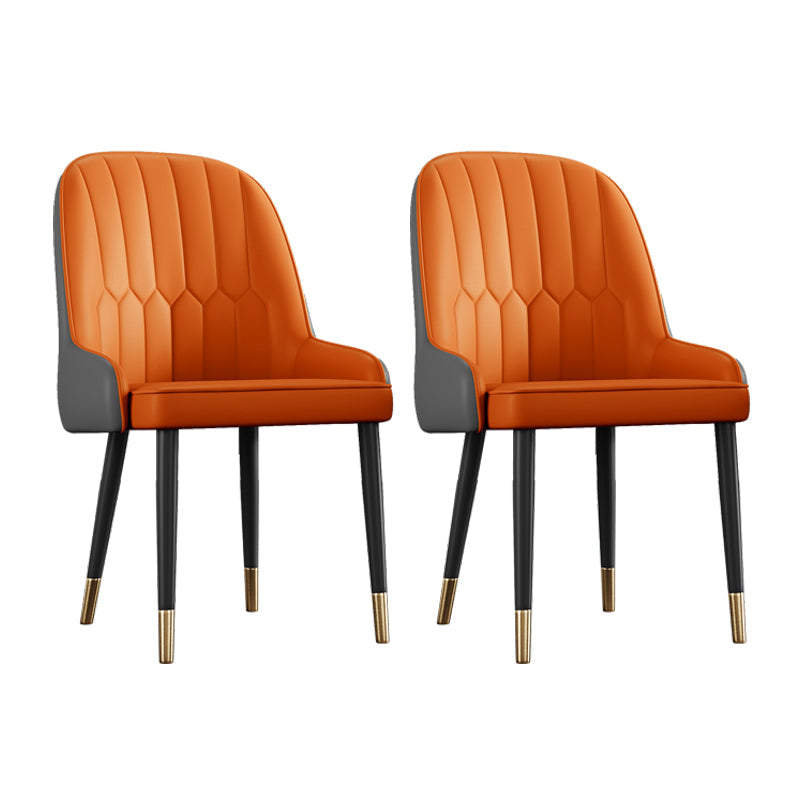 Scandinavian Style Metal Chairs Set Dining Room Kitchen Parsons Chairs Orange 2 Piece Set Brass Gold Clearhalo ' kitchen&dining_furn' 'Dining Chairs' 'Dining Tables & Seating' 'dining_chair' 'furn' 'furn_dining_chair' 'Furniture' 'furniture_dining_chair' 'Kitchen & Dining Furniture' 'kitchen' 4155377