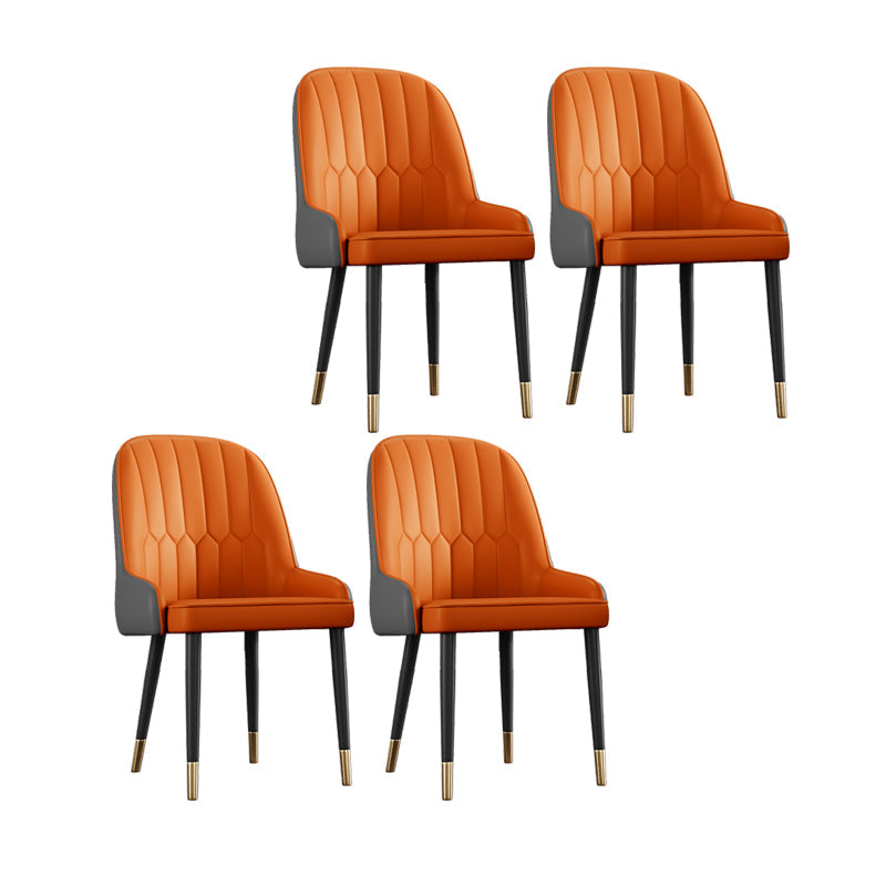 Scandinavian Style Metal Chairs Set Dining Room Kitchen Parsons Chairs Orange 4 Piece Set Brass Gold Clearhalo ' kitchen&dining_furn' 'Dining Chairs' 'Dining Tables & Seating' 'dining_chair' 'furn' 'furn_dining_chair' 'Furniture' 'furniture_dining_chair' 'Kitchen & Dining Furniture' 'kitchen' 4155378