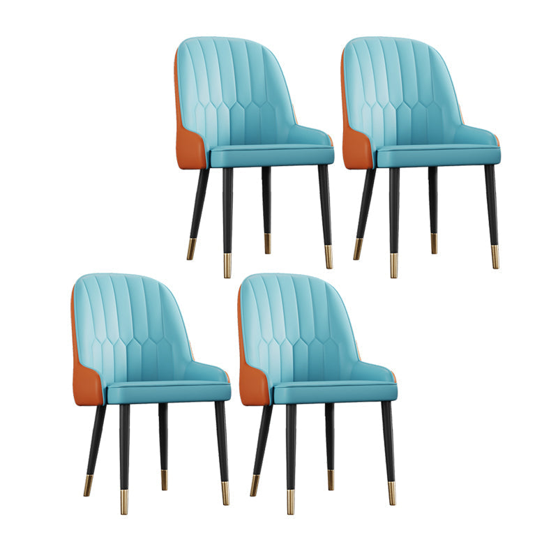 Scandinavian Style Metal Chairs Set Dining Room Kitchen Parsons Chairs Blue 4 Piece Set Brass Gold Clearhalo ' kitchen&dining_furn' 'Dining Chairs' 'Dining Tables & Seating' 'dining_chair' 'furn' 'furn_dining_chair' 'Furniture' 'furniture_dining_chair' 'Kitchen & Dining Furniture' 'kitchen' 4155381