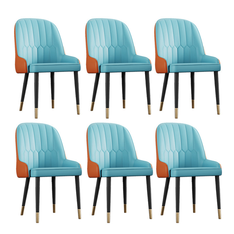 Scandinavian Style Metal Chairs Set Dining Room Kitchen Parsons Chairs Blue 6 Piece Set Brass Gold Clearhalo ' kitchen&dining_furn' 'Dining Chairs' 'Dining Tables & Seating' 'dining_chair' 'furn' 'furn_dining_chair' 'Furniture' 'furniture_dining_chair' 'Kitchen & Dining Furniture' 'kitchen' 4155382