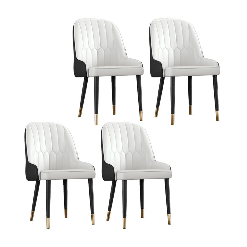 Scandinavian Style Metal Chairs Set Dining Room Kitchen Parsons Chairs Black White 4 Piece Set Brass Gold Clearhalo ' kitchen&dining_furn' 'Dining Chairs' 'Dining Tables & Seating' 'dining_chair' 'furn' 'furn_dining_chair' 'Furniture' 'furniture_dining_chair' 'Kitchen & Dining Furniture' 'kitchen' 4155384