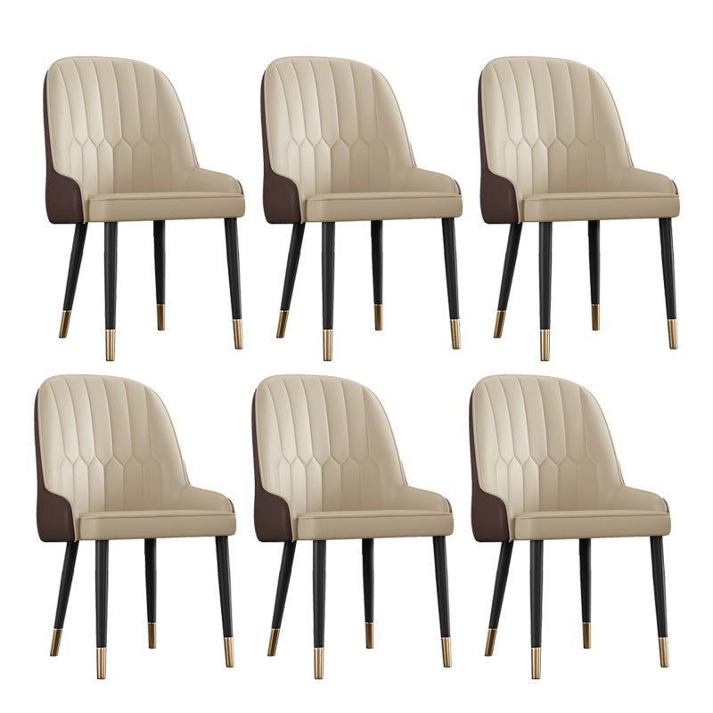 Scandinavian Style Metal Chairs Set Dining Room Kitchen Parsons Chairs Beige 6 Piece Set Brass Gold Clearhalo ' kitchen&dining_furn' 'Dining Chairs' 'Dining Tables & Seating' 'dining_chair' 'furn' 'furn_dining_chair' 'Furniture' 'furniture_dining_chair' 'Kitchen & Dining Furniture' 'kitchen' 4155388