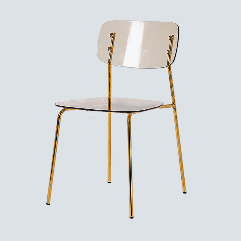 Nordic Style Metal Dining Room Chairs Plastic Dining Armless Chair for Restaurant Yellow 1 Piece Brass Gold Clearhalo ' kitchen&dining_furn' 'Dining Chairs' 'Dining Tables & Seating' 'dining_chair' 'furn' 'furn_dining_chair' 'Furniture' 'furniture_dining_chair' 'Kitchen & Dining Furniture' 'kitchen' 4155391