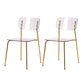 Nordic Style Metal Dining Room Chairs Plastic Dining Armless Chair for Restaurant Clear 2 Piece Set Brass Gold Clearhalo ' kitchen&dining_furn' 'Dining Chairs' 'Dining Tables & Seating' 'dining_chair' 'furn' 'furn_dining_chair' 'Furniture' 'furniture_dining_chair' 'Kitchen & Dining Furniture' 'kitchen' 4155399