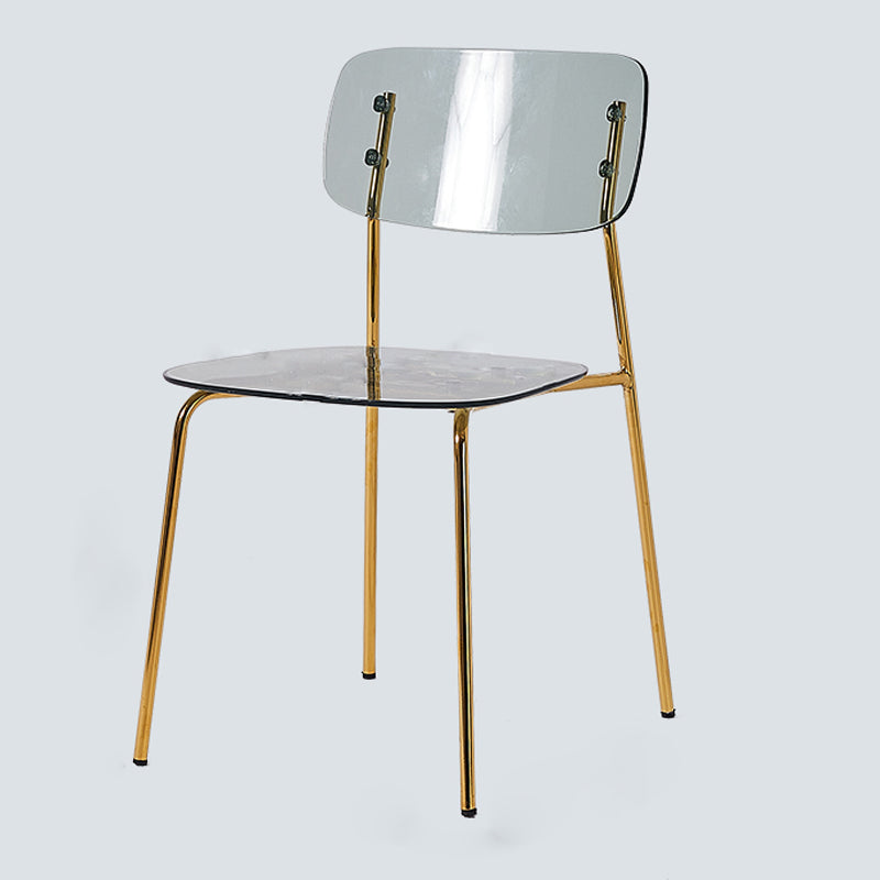 Nordic Style Metal Dining Room Chairs Plastic Dining Armless Chair for Restaurant Smoke Gray 1 Piece Brass Gold Clearhalo ' kitchen&dining_furn' 'Dining Chairs' 'Dining Tables & Seating' 'dining_chair' 'furn' 'furn_dining_chair' 'Furniture' 'furniture_dining_chair' 'Kitchen & Dining Furniture' 'kitchen' 4155403