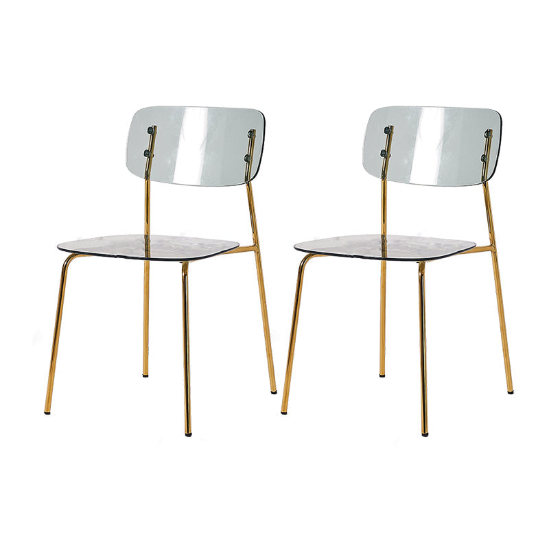 Nordic Style Metal Dining Room Chairs Plastic Dining Armless Chair for Restaurant Smoke Gray 2 Piece Set Brass Gold Clearhalo ' kitchen&dining_furn' 'Dining Chairs' 'Dining Tables & Seating' 'dining_chair' 'furn' 'furn_dining_chair' 'Furniture' 'furniture_dining_chair' 'Kitchen & Dining Furniture' 'kitchen' 4155404