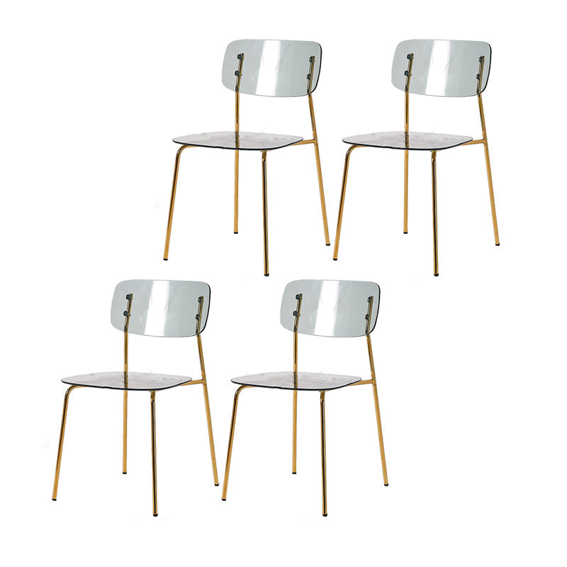 Nordic Style Metal Dining Room Chairs Plastic Dining Armless Chair for Restaurant Smoke Gray 4 Piece Set Brass Gold Clearhalo ' kitchen&dining_furn' 'Dining Chairs' 'Dining Tables & Seating' 'dining_chair' 'furn' 'furn_dining_chair' 'Furniture' 'furniture_dining_chair' 'Kitchen & Dining Furniture' 'kitchen' 4155407