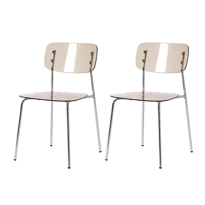 Nordic Style Metal Dining Room Chairs Plastic Dining Armless Chair for Restaurant Yellow 2 Piece Set Silver Clearhalo ' kitchen&dining_furn' 'Dining Chairs' 'Dining Tables & Seating' 'dining_chair' 'furn' 'furn_dining_chair' 'Furniture' 'furniture_dining_chair' 'Kitchen & Dining Furniture' 'kitchen' 4155411