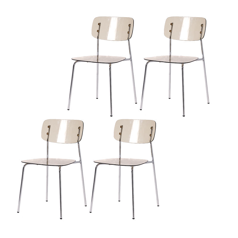 Nordic Style Metal Dining Room Chairs Plastic Dining Armless Chair for Restaurant Yellow 4 Piece Set Silver Clearhalo ' kitchen&dining_furn' 'Dining Chairs' 'Dining Tables & Seating' 'dining_chair' 'furn' 'furn_dining_chair' 'Furniture' 'furniture_dining_chair' 'Kitchen & Dining Furniture' 'kitchen' 4155413