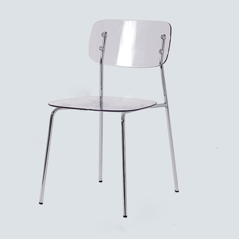 Nordic Style Metal Dining Room Chairs Plastic Dining Armless Chair for Restaurant Clear 1 Piece Silver Clearhalo ' kitchen&dining_furn' 'Dining Chairs' 'Dining Tables & Seating' 'dining_chair' 'furn' 'furn_dining_chair' 'Furniture' 'furniture_dining_chair' 'Kitchen & Dining Furniture' 'kitchen' 4155414