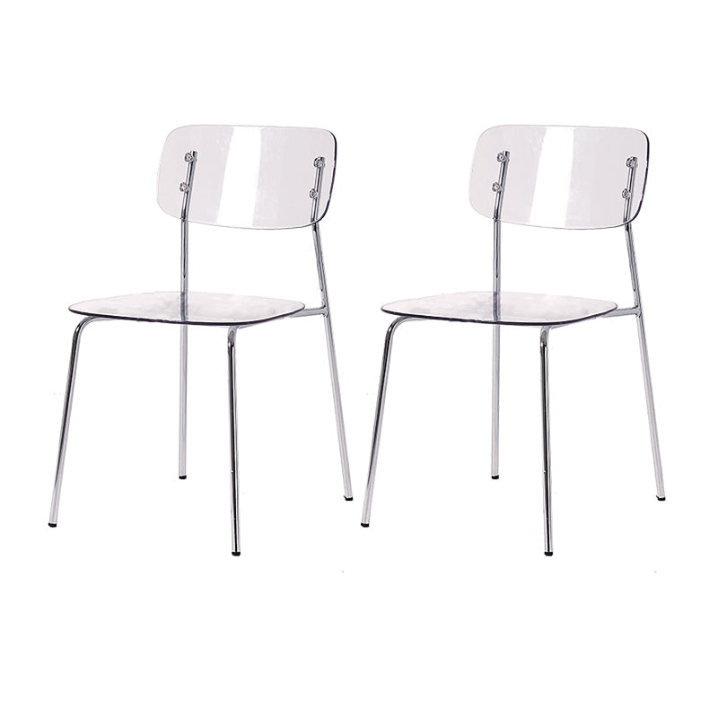 Nordic Style Metal Dining Room Chairs Plastic Dining Armless Chair for Restaurant Clear 2 Piece Set Silver Clearhalo ' kitchen&dining_furn' 'Dining Chairs' 'Dining Tables & Seating' 'dining_chair' 'furn' 'furn_dining_chair' 'Furniture' 'furniture_dining_chair' 'Kitchen & Dining Furniture' 'kitchen' 4155415