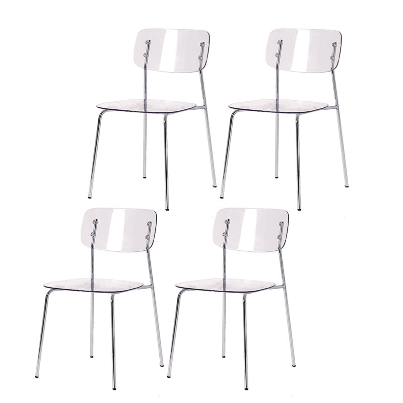 Nordic Style Metal Dining Room Chairs Plastic Dining Armless Chair for Restaurant Clear 4 Piece Set Silver Clearhalo ' kitchen&dining_furn' 'Dining Chairs' 'Dining Tables & Seating' 'dining_chair' 'furn' 'furn_dining_chair' 'Furniture' 'furniture_dining_chair' 'Kitchen & Dining Furniture' 'kitchen' 4155416