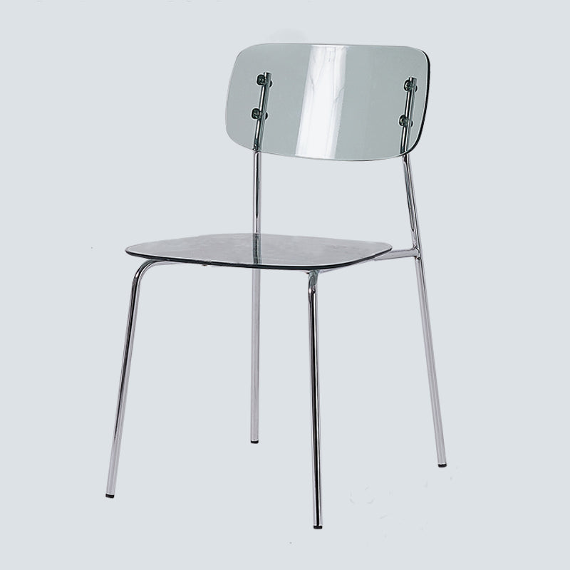 Nordic Style Metal Dining Room Chairs Plastic Dining Armless Chair for Restaurant Smoke Gray 1 Piece Silver Clearhalo ' kitchen&dining_furn' 'Dining Chairs' 'Dining Tables & Seating' 'dining_chair' 'furn' 'furn_dining_chair' 'Furniture' 'furniture_dining_chair' 'Kitchen & Dining Furniture' 'kitchen' 4155417