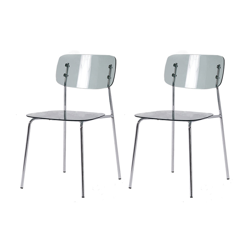 Nordic Style Metal Dining Room Chairs Plastic Dining Armless Chair for Restaurant Smoke Gray 2 Piece Set Silver Clearhalo ' kitchen&dining_furn' 'Dining Chairs' 'Dining Tables & Seating' 'dining_chair' 'furn' 'furn_dining_chair' 'Furniture' 'furniture_dining_chair' 'Kitchen & Dining Furniture' 'kitchen' 4155418