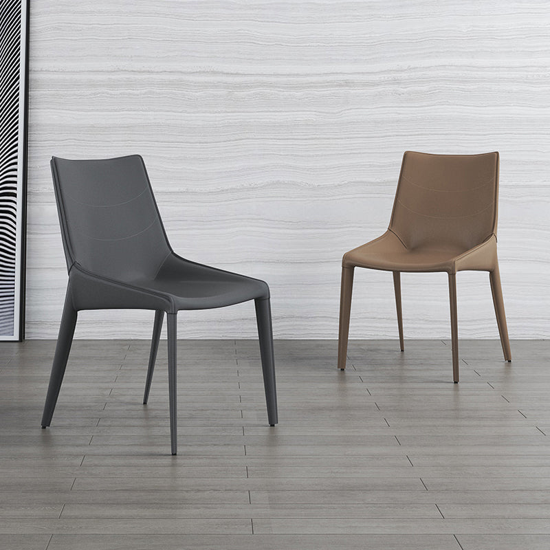 Minimalist Style Leather Dining Arm Chairs Solid Back Dining Side Chair (Set of 2) Clearhalo ' kitchen&dining_furn' 'Dining Chairs' 'Dining Tables & Seating' 'dining_chair' 'furn' 'furn_dining_chair' 'Furniture' 'furniture_dining_chair' 'Kitchen & Dining Furniture' 'kitchen' 4155424