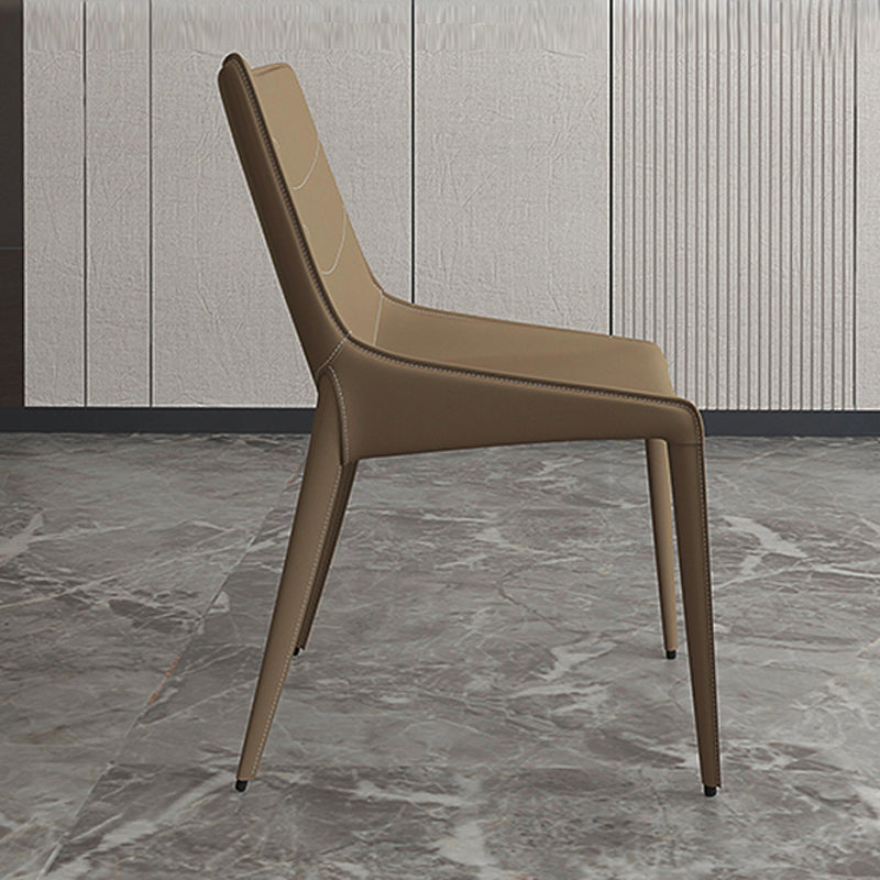 Minimalist Style Leather Dining Arm Chairs Solid Back Dining Side Chair (Set of 2) Clearhalo ' kitchen&dining_furn' 'Dining Chairs' 'Dining Tables & Seating' 'dining_chair' 'furn' 'furn_dining_chair' 'Furniture' 'furniture_dining_chair' 'Kitchen & Dining Furniture' 'kitchen' 4155426