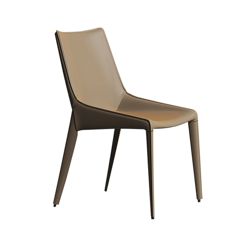 Minimalist Style Leather Dining Arm Chairs Solid Back Dining Side Chair (Set of 2) Clearhalo ' kitchen&dining_furn' 'Dining Chairs' 'Dining Tables & Seating' 'dining_chair' 'furn' 'furn_dining_chair' 'Furniture' 'furniture_dining_chair' 'Kitchen & Dining Furniture' 'kitchen' 4155429