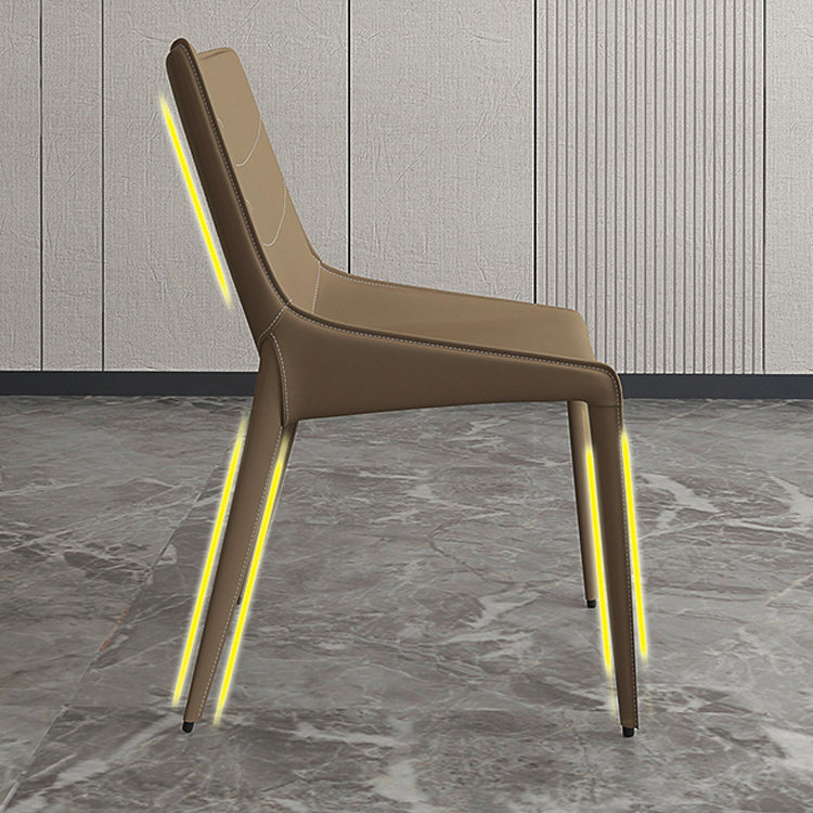 Minimalist Style Leather Dining Arm Chairs Solid Back Dining Side Chair (Set of 2) Clearhalo ' kitchen&dining_furn' 'Dining Chairs' 'Dining Tables & Seating' 'dining_chair' 'furn' 'furn_dining_chair' 'Furniture' 'furniture_dining_chair' 'Kitchen & Dining Furniture' 'kitchen' 4155430