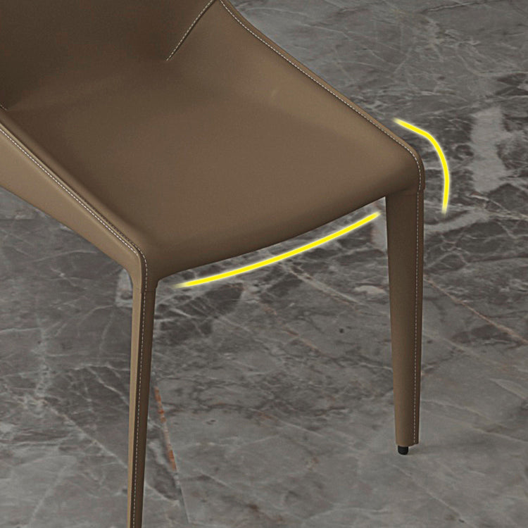 Minimalist Style Leather Dining Arm Chairs Solid Back Dining Side Chair (Set of 2) Clearhalo ' kitchen&dining_furn' 'Dining Chairs' 'Dining Tables & Seating' 'dining_chair' 'furn' 'furn_dining_chair' 'Furniture' 'furniture_dining_chair' 'Kitchen & Dining Furniture' 'kitchen' 4155431