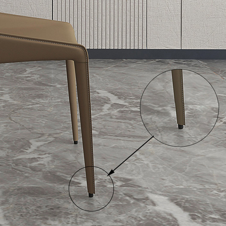 Minimalist Style Leather Dining Arm Chairs Solid Back Dining Side Chair (Set of 2) Clearhalo ' kitchen&dining_furn' 'Dining Chairs' 'Dining Tables & Seating' 'dining_chair' 'furn' 'furn_dining_chair' 'Furniture' 'furniture_dining_chair' 'Kitchen & Dining Furniture' 'kitchen' 4155433