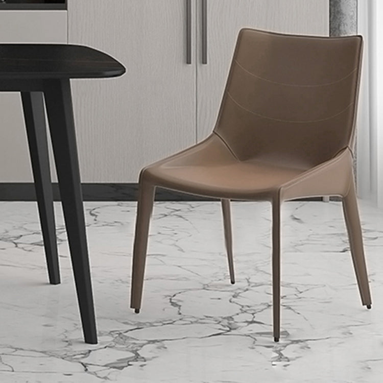 Minimalist Style Leather Dining Arm Chairs Solid Back Dining Side Chair (Set of 2) Clearhalo ' kitchen&dining_furn' 'Dining Chairs' 'Dining Tables & Seating' 'dining_chair' 'furn' 'furn_dining_chair' 'Furniture' 'furniture_dining_chair' 'Kitchen & Dining Furniture' 'kitchen' 4155434