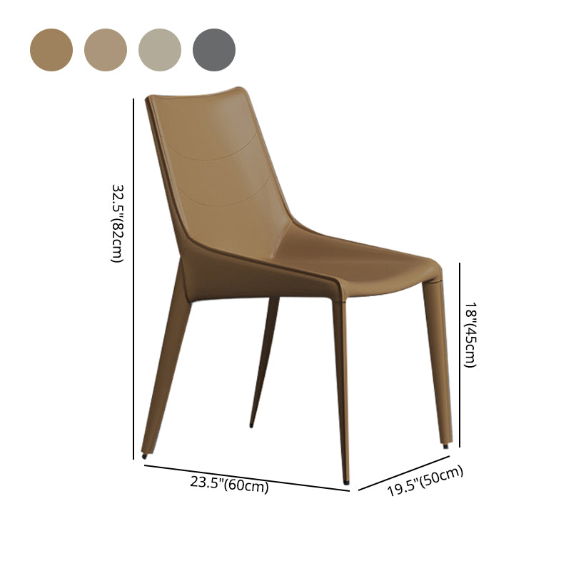 Minimalist Style Leather Dining Arm Chairs Solid Back Dining Side Chair (Set of 2) Clearhalo ' kitchen&dining_furn' 'Dining Chairs' 'Dining Tables & Seating' 'dining_chair' 'furn' 'furn_dining_chair' 'Furniture' 'furniture_dining_chair' 'Kitchen & Dining Furniture' 'kitchen' 4155435