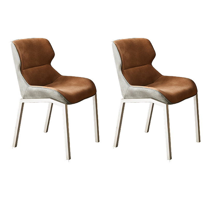 Minimalist Style Dining Arm Chairs Faux Leather Wingback Parsons Chairs (Set of 2) Orange Clearhalo ' kitchen&dining_furn' 'Dining Chairs' 'Dining Tables & Seating' 'dining_chair' 'furn' 'furn_dining_chair' 'Furniture' 'furniture_dining_chair' 'Kitchen & Dining Furniture' 'kitchen' 4155446