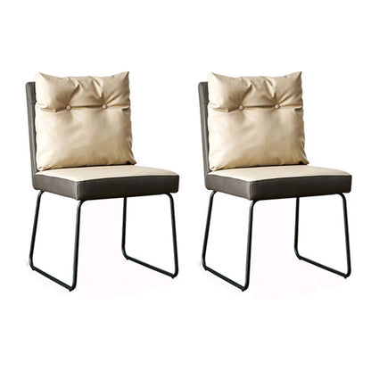 Indoor Industrial Side Chair Solid Back Metal Upholstered Dining Room Chair (Set of 2) Yellow Clearhalo ' kitchen&dining_furn' 'Dining Chairs' 'Dining Tables & Seating' 'dining_chair' 'furn' 'furn_dining_chair' 'Furniture' 'furniture_dining_chair' 'Kitchen & Dining Furniture' 'kitchen' 4155449