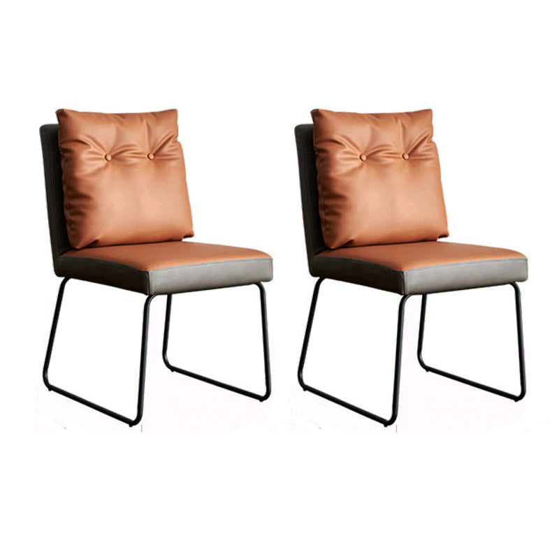 Indoor Industrial Side Chair Solid Back Metal Upholstered Dining Room Chair (Set of 2) Brown Clearhalo ' kitchen&dining_furn' 'Dining Chairs' 'Dining Tables & Seating' 'dining_chair' 'furn' 'furn_dining_chair' 'Furniture' 'furniture_dining_chair' 'Kitchen & Dining Furniture' 'kitchen' 4155450