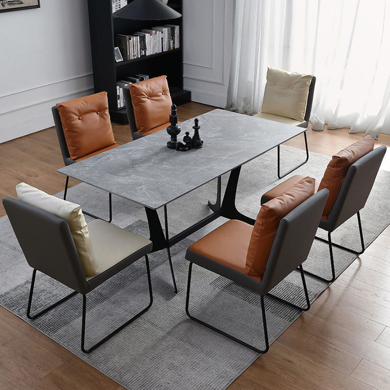 Indoor Industrial Side Chair Solid Back Metal Upholstered Dining Room Chair (Set of 2) Clearhalo ' kitchen&dining_furn' 'Dining Chairs' 'Dining Tables & Seating' 'dining_chair' 'furn' 'furn_dining_chair' 'Furniture' 'furniture_dining_chair' 'Kitchen & Dining Furniture' 'kitchen' 4155451