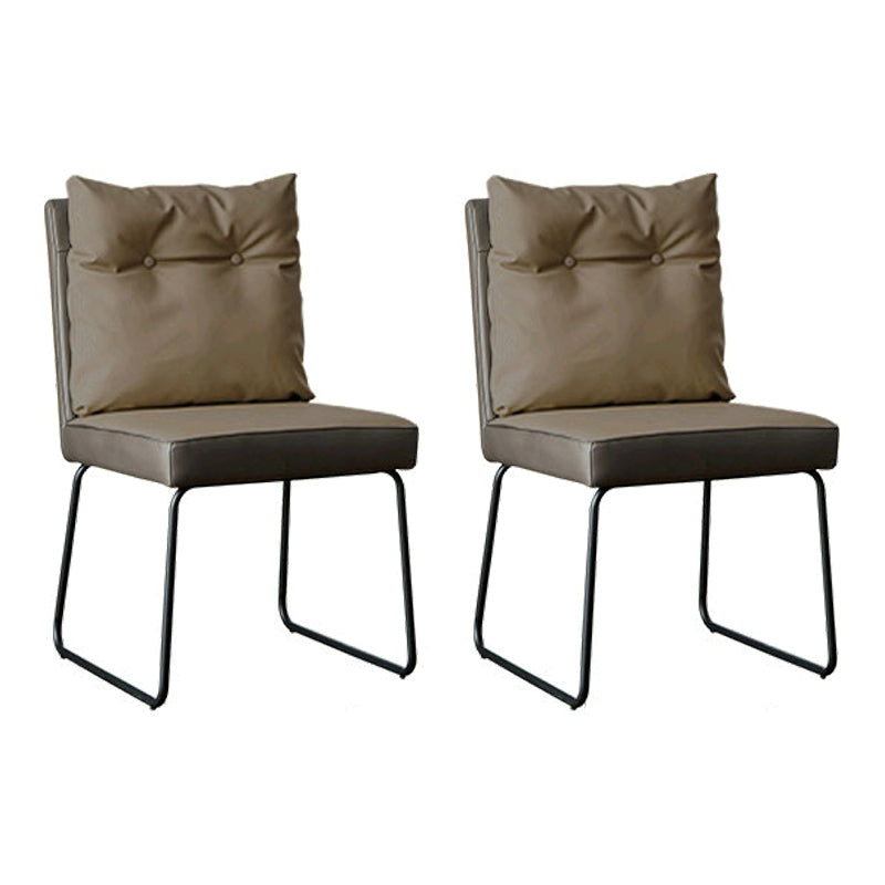Indoor Industrial Side Chair Solid Back Metal Upholstered Dining Room Chair (Set of 2) Khaki Clearhalo ' kitchen&dining_furn' 'Dining Chairs' 'Dining Tables & Seating' 'dining_chair' 'furn' 'furn_dining_chair' 'Furniture' 'furniture_dining_chair' 'Kitchen & Dining Furniture' 'kitchen' 4155452