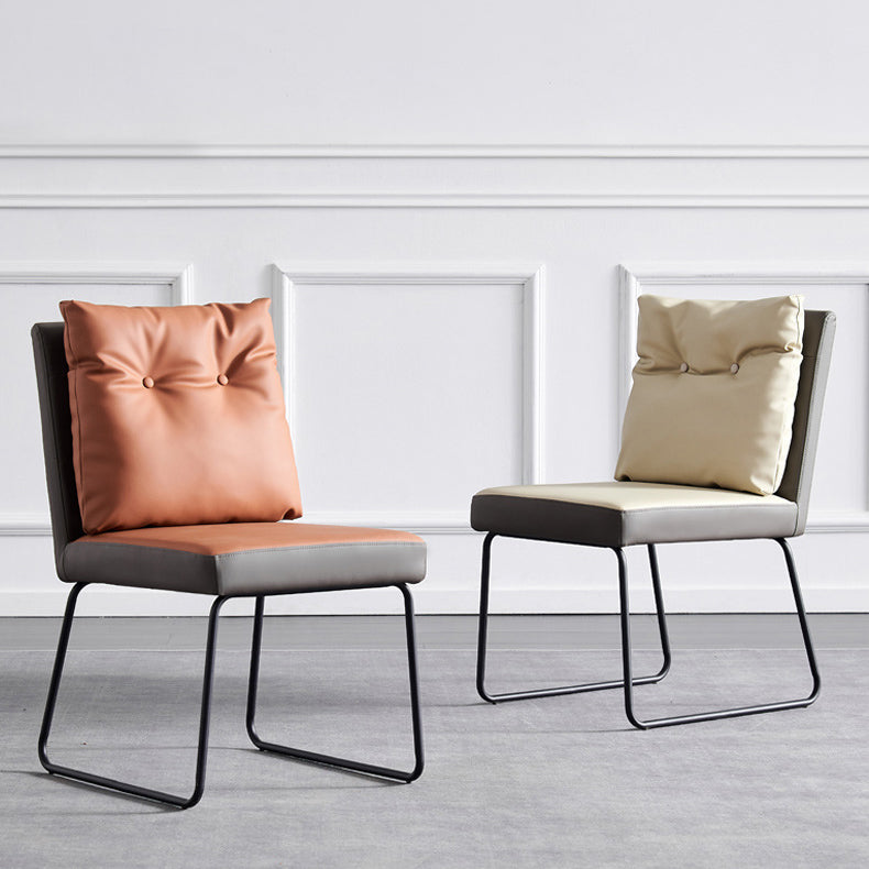 Indoor Industrial Side Chair Solid Back Metal Upholstered Dining Room Chair (Set of 2) Clearhalo ' kitchen&dining_furn' 'Dining Chairs' 'Dining Tables & Seating' 'dining_chair' 'furn' 'furn_dining_chair' 'Furniture' 'furniture_dining_chair' 'Kitchen & Dining Furniture' 'kitchen' 4155461